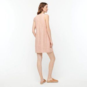 Button-back a-line linen shift dress in light pink